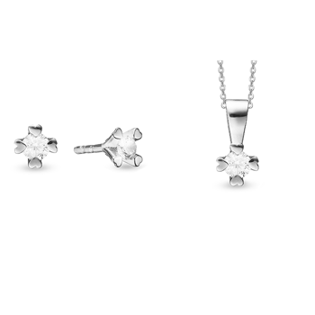 8 kt hvidguld smykkesæt, Mary serien by Aagaard med ialt 0,30 ct labgrown diamanter